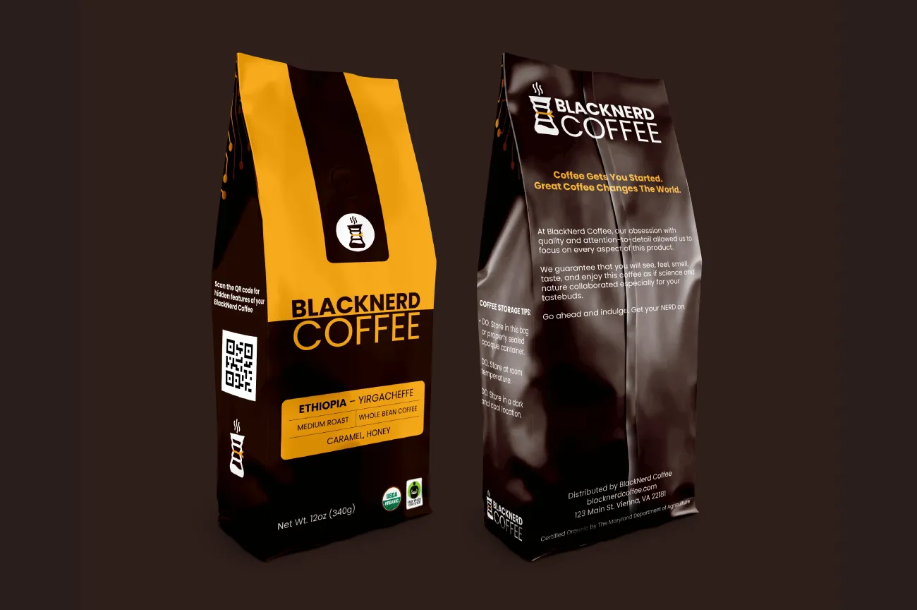 Black Nerd Coffee Package Packaging